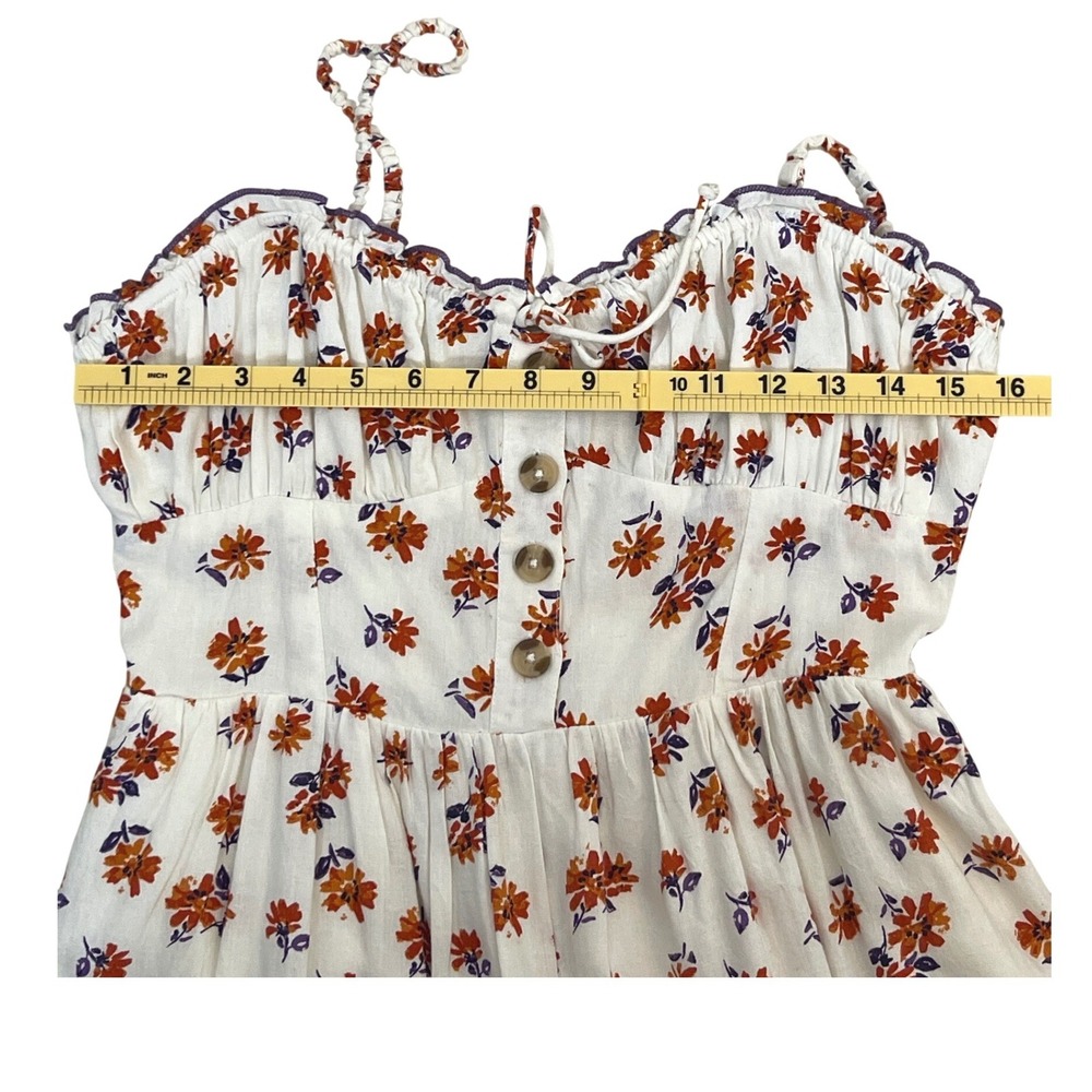 Urban Outfitters Floral Romper Womens Medium White Orange Excellent Linen Blend - Picture 8 of 16